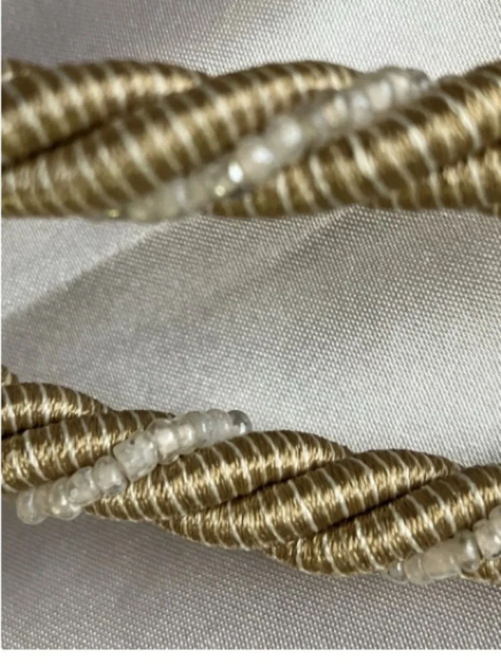 Drapery tie backs with pearl beading